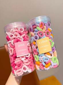 200pcs/Jar Candy Color Elastic Hair Ties, Gentle On Hair, Suitable For Children, Hair Accessories For Daily Use - Multicolor - View 4