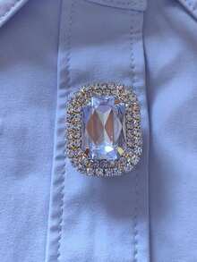 1pc/2pcs Elegant Crystal Diamond Geometric Button Cover, Button Caps, Shirt Button Covers, Clip-On Button Covers, Fashionable Crystal Cufflink Set, Suitable For Tuxedo And Wedding Dress Decoration - Gold - View 7