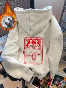 Damen Lässig Fleece Hoodie mit Cartoon Meerjungfrau Muster Design, mit jugendlichem und lebendigen College-Stil, geeignet für Laufen, Entspannen, Treffen und Partys