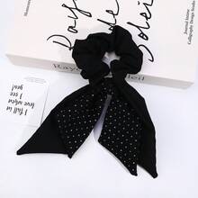 2个/1个法式波点丝带蝴蝶结发圈，前卫复古高端风格，女士日常通勤及派对发饰，适用于丸子头/马尾辫，简约时尚发饰发圈，发圈 - 黑與白 - 查看 15