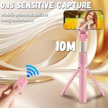 1pc Selfie Stick With Phone Mount, Extensible, Smartphone Tripod With Wireless Remote Control For Iphone , 360° Rotation, Essential For Travel, Compatible With Samsung/Android Smartphones For Summer Vacation, Travel, Outdoor Activities, Live Streaming, Stable Recording Vacation Travel Outdoor Activities Live Streaming Vlogging Equipment