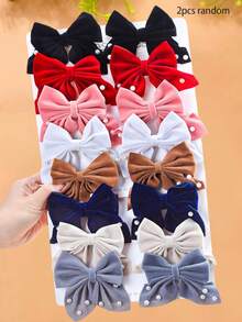 2/8/16pcs/Set Velvet Faux Pearl Bow Hair Clips Combo, Multi-Color Retro Luxury - Suitable For Girls And Women, Applicable For Daily Outings, Dates, Birthday Parties And Other Occasions, The Perfect Choice To Create A Retro Sweet Or Luxury Style, For Women, Women, Christmas Gifts, Gifts, Christmas - Multicolor - View 11