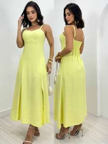 Women's Long Dress For Summer Weddings - Yellow - View 3