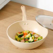 1pc Aluminum Non-Stick Frying Pan, Small Skillet, Flat Bottom Non-Stick Pan, Multi-Purpose Cooking Pan, Suitable For Home Use And Induction Cooktop - Multicolor - View 5