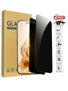 2 Pieces Privacy Screen Protector Suitable For IPhone 17/16/16Pro/16Promax/16plus/15/15pro/15promax/14/14 Pro Max/11/12/13/XR/7/8, Anti Spy Private Full Coverage Film, Shockproof, Scratch Resistant, Easy To Stick, 9H Tempered Glass Privacy Protection Film For Mobile Phones - Mobile Phone Accessories - Black - View 26