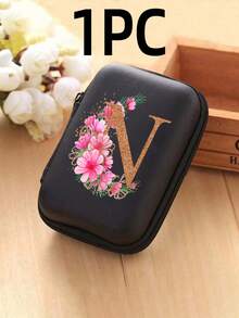 1 Stück Blumen A-Z Buchstaben PU Leder Aufbewahrungsbox, Kartenhalter, Ausweis/Namenskarten Organizer, geeignet für Reisen, Digitalzubehör, Kopfhörertasche - Verschiedenfarbig - Übersicht 39