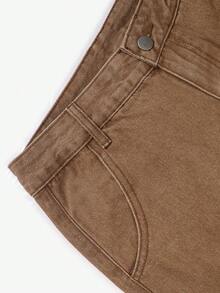 Women's Loose Fit Multi-Pocket Brown Cargo Pants, Y2K Streetwear, Spring 2026, New Year & Valentine's Day - Brown - View 12