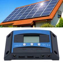 Controlador de carga solar, MPPT 60A Cargador de batería solar Regulador de carga Controladores de panel Pantalla LCD USB dual 12V 24V Para paneles solares (60A) - Azul - Ver 8