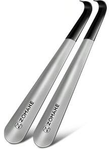 ZOMAKE Calzador de Metal 42cm - Calzadores de Largos para Ancianos Hombres Mujeres, Calzador de Acero Inoxidable para Botas y Zapatos - Plateado/2pcs - Ver 13