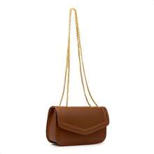 Basic Minimalist Metallic Crossbody Bag For Summer Parties. - Rust Brown - View 6