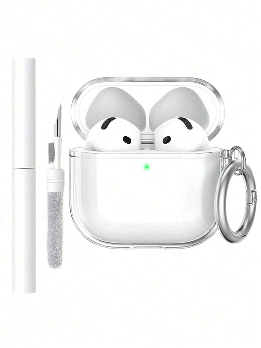 2 Pieces Transparent Headphone Case Set+Cleaning Pen For All AirPodsModels (1st, 2nd, 3rd, 4rd,Pro, Pro 2,Pro3), Scratch-Resistant & Durable - Earphone Case + Cleaning Pen - View 1
