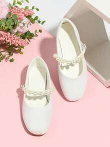 Kids/Teens Fashion Elegant Versatile Student Shiny Faux Pearl Comfortable Soft Flat Children Girls Shoes - White - View 6