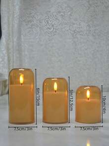3pcs Acrylic Flameless Candles With Remote Control, Battery Powered LED Simulated Candles With Timer Function, Warm Light Decoration Lamp For Valentine's Day, Wedding, Holiday Party And Home Decor - Gold - View 7