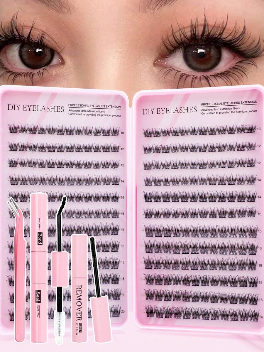 288pcs DIY False Eyelashes Set | Over 10 Styles, Includes Glue, Makeup Remover And Application Tools - Featuring False Eyelashes, Glue, Makeup Remover, Tweezers And Brushes, Suitable For Both Professionals And Beginners, Easy To Use At Home, A Starter Kit For Beginners To Create Professional-Looking Lashes. - Nhiều màu - Xem 1