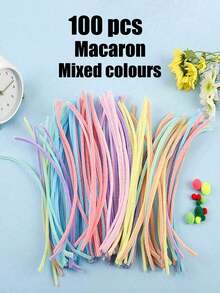 51/100/200/400根彩色雪尼尔绒条超值装，60色柔软蓬松的管道清洁刷，适用于DIY手工、插花和学校项目，30厘米优质金属丝，适用于美术课、装饰和礼品包装