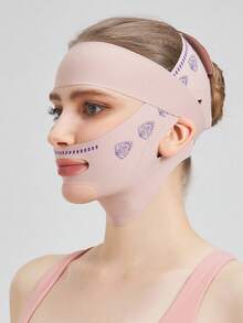 1pc V-Shaped Face Bandage Fashion Sleep Mask Facial Elastic Mask [Random Pattern]