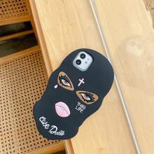Suitable For IPhone 17 Pro  Mask Phone Case, Playful And Anti Drop Silicone Protective Case, Apple 11xsmax+Beautiful Mozambique Diamond Cross Pendant Necklace - Black Black - View 5