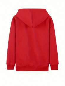 Christmas And Thanksgiving Women's Autumn/Winter Collection Jesus Loves You Bold Print Faith Outfit Essential - Women's Hooded Sweatshirt Long Sleeve Letter Print Drawstring Hoodie - Soft, Casual, Long Sleeve, Kangaroo Pocket, Loose Fit Women's Sweatshirt - Fashionable Clothing, Machine Washable, Autumn And Winter Fleece Warm Lining Soft And Comfortable Autumn And Winter Women's Clothing - Đỏ - Xem 3