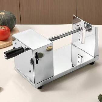 1 st manuell spiralpotatisskärare i rostfritt stål, multifunktionell potatisskärare för hushåll/kommersiellt bruk, spiralpotatismaskin, kökstillbehör