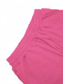 女士纯色两件套：休闲长袖半拉链连帽衫和抽绳开衩直筒裤套装 - 玫紅色 - 查看 5