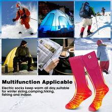 Calcetines calefactados para mujer, color rosa, recargable, calentadores de esquí para 10 horas de calor, lavable para invierno, calentador de pies de algodón para esquí, senderismo - 1 - Ver 7
