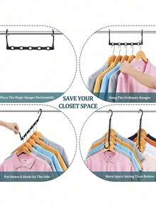 1/5/10 Piezas Juego de Perchas Creativas Resistentes al Viento - Perchas Giratorias y Plegables Multifuncionales de Plástico PP con 5 Agujeros, Adecuadas para Dormitorio/Armario de Dormitorio - Multicolor - Ver 2