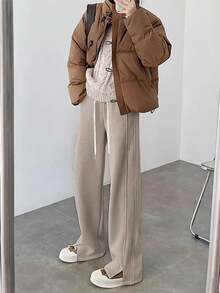 女士保暖加厚阔腿裤，保暖香蕉直筒休闲裤