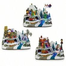 Choice Of 3 LED Light Animated Village Christmas Carousel 24cm Wide 3 Turntables - Flying Santa - View 5