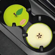 2pcs Cute Apple Shaped Car Cup Holder Mats, Leather Insulated Anti-Leak Car Interior Decor Accessories - Một cỡ - Xem 2