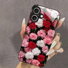 fundas para iphone 13, 13 Pro Max, 13 mini, Pro 17, 16, 15, 14, 12, 11, XS, XR Plus; Compatibles con  Galaxy S21, S22, S23, S24, S25, FE, ULTRA, PLUS, A03S, A05S, A07, A11, A12, A13, A14, A15, A16, A17, A22, A23, A26, A31, A32, A34, A35, A36, A73, A06, A52 y A53. Fabricada con material de cristal de primera calidad y con un diseño floral, esta funda trasera de bordes suaves presenta un diseño lujoso y elegante, lo que la convierte en un regalo de Navidad ideal para mujeres y familiares. - Negro - Ver 5