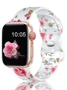 St.siabe 男女通用时尚柔软透气彩色印花硅胶蝴蝶扣表带，兼容 Series 38mm 40mm 41mm 45mm 44mm 42mm 46mm 49mm，多功能休闲腕带、手链、腕间派对、情人节、新年礼物，适用于 Ultra 系列 10/9/8/7/6/5/SE/4/3/2/1 的替换表带配件。 - 多色4 - 查看 4