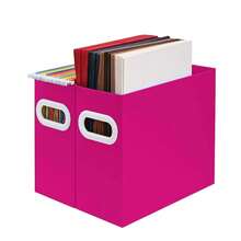 Hanging File Organizer, Cardboard File Folder Organizer For Letter Size, Desk Documents Storage Box, Portable File Folder Holder Boxes For Office, Home, Schoolsss, Only Box.(2 Packs),LetterSize-2Packs,Pink - Pink - View 1