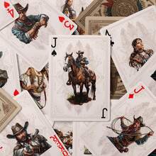 YFOPEN Western Cowboy Theme Playing Cards, Combining Classic Elements Like Cowboys, Barns And Western Frontier, With A Rich Vintage Texture. Perfect For Tabletop Games, Western Theme Collection And American Style Display. - Multicolor - View 3