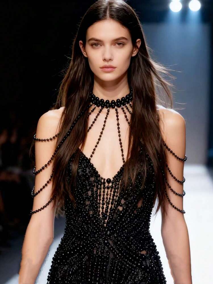 1pc Elegant White Faux Pearl Handmade Crochet Body Chain, Suitable For Women, Perfect For Parties, Fashion Shows And Gifts - 304 White - View 6