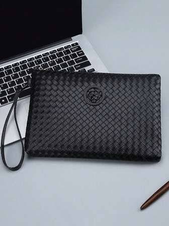 男士时尚手提包，全新设计，动物虎头，商务休闲手拿包，大容量收纳包，适用于包袋礼品旅行圣诞钱包节日感恩节礼品钱包手包零钱包腕包冬季复古包复古假期圣诞礼品旅行必需品爸爸礼物男朋友礼物钱包黑色包节日必需品包复古学校运动生活春季复古包钱包必需品时尚男包男士礼品袋手机包钱包收纳包