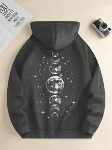 Áo Hoodie Nam Zrgoth, Áo Hoodie Phong Cách Đường Phố Mỹ Thu Đông Mới với Họa Tiết Vũ Trụ, Lót Lông Cừu. - Màu xám đen - Xem 6