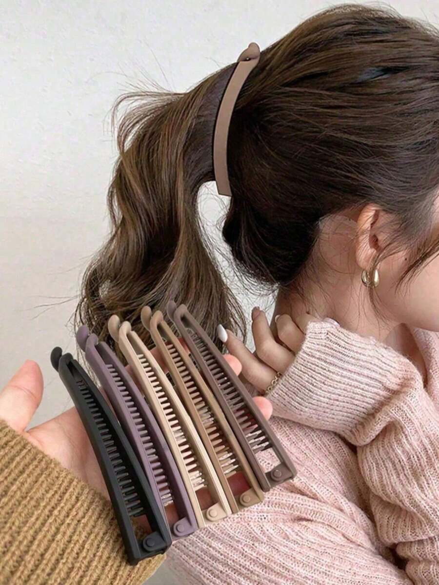 Neue hochwertige Bananen-Haarspange für vertikalen Pferdeschwanz, minimalistische nahtlose Haarspange für den Hinterkopf, Haarschmuck für Frauen, Valentinstag, Halloween, Haarstyling-Tool, Accessoire für lockiges Haar, Herbst, Reisen, Damenschmuck, Haarspangen - Verschiedenfarbig - Übersicht 1