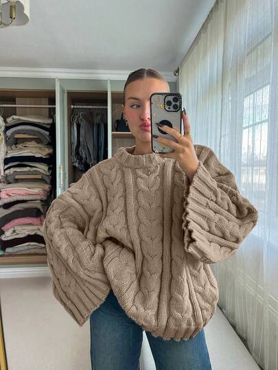 كنزة صوفية نسائية مصنوعة من الصوف، موضة جديدة لفصلي الخريف والشتاء - قمصان أساسية - كاجوال عصري متعدد الاستخدامات - ملابس علوية صوفية بياقة مجدولة وأكمام واسعة - ملابس مكتبية للنساء - بلوزات للخروج - للحفلات