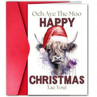 Tarjeta de felicitación con gorro de Papá Noel - Perfecta para amigos, familia y seres queridos, saludos festivos con temática de dibujos animados, adecuada para cumpleaños, bodas y ocasiones especiales