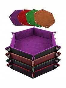 1 pieza Bandeja de almacenamiento plegable de terciopelo, Bandeja hexagonal para dados, Caja de almacenamiento para dados, Cesta de almacenamiento de escritorio ordinaria, Adecuada para juegos de dados - Multicolor - Ver 9