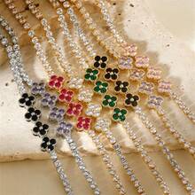 Colorful Zirconia Shiny Copper Bracelet, Suitable For Daily Wear - Royal Blue - View 6