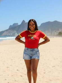 Women's Embroidered Shirt Brazil – Regular Fit - 紅色 - 查看 5