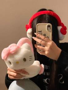 Sanrio 1 件可爱卡通纯色 Hello Kitty 毛绒耳罩，休闲户外自行车保暖耳罩，厚毛耳套，适合秋冬季 - 彩色 - 查看 8