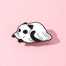 Ghost Cat Enamel Brooch Pin Fashion Decorative Brooches Ornaments Lapel Bag Badges Jewelry Gifts - Black and White - View 3