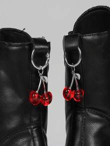 2 móc khóa giày hình quả anh đào, móc khóa giày kim loại Gothic Punk & móc treo túi, đồ trang trí giày Unisex tự làm, thích hợp cho lễ hội, phụ kiện tinh tế - Nhiều màu - Xem 1