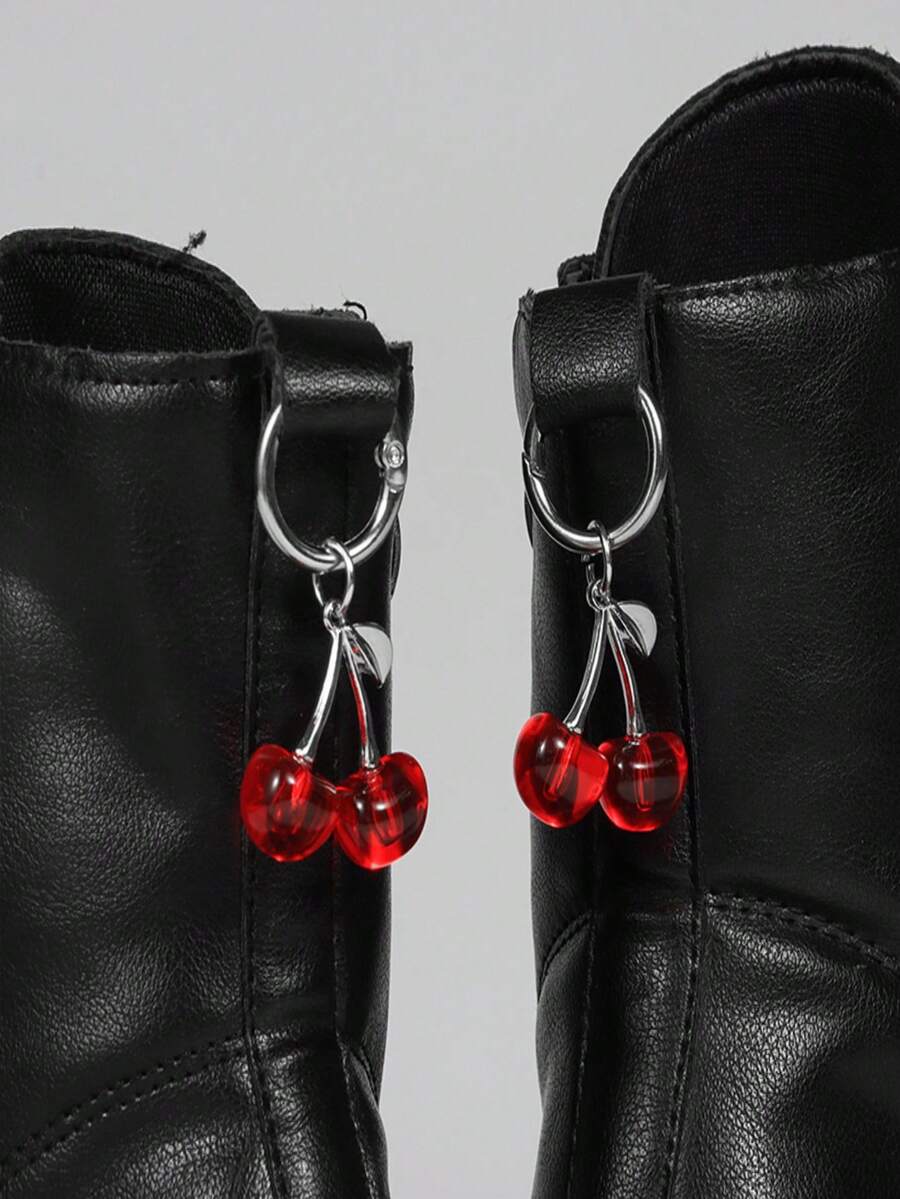 2 móc khóa giày hình quả anh đào, móc khóa giày kim loại Gothic Punk & móc treo túi, đồ trang trí giày Unisex tự làm, thích hợp cho lễ hội, phụ kiện tinh tế - Nhiều màu - Xem 1