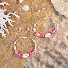 2pcs Adjustable Shell Design Casual Daily Wear Bracelet - 2pcs Black Rope - View 12