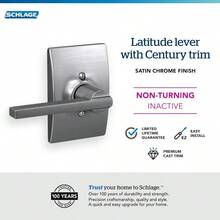 Schlage Century Collection Latitude - Palanca de entrada con llave Dummy Níquel Satinado - Cromosatinado - Ver 2