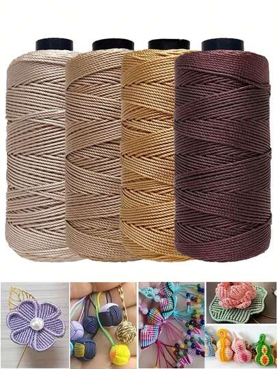 400g/4 piezas Surtido de hilo de poliéster, adecuado para tejer a ganchillo sombreros, bolsos, accesorios y decoraciones