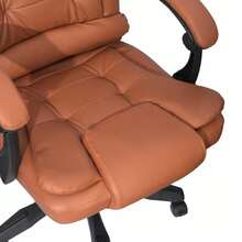 DASCK Sillón de Oficina Reclinable – Cuero Sintético Marrón, Altura Ajustable, Base Giratoria y Apoyabrazos Acolchados – Silla de Dirección Ergonómica - Marrón - Ver 2